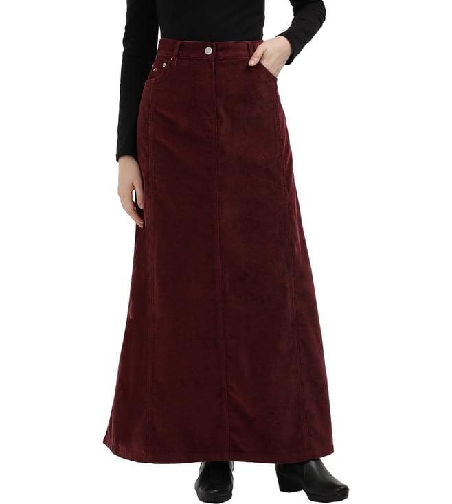 tommy hilfiger womens deep rouge embroidered slim fit skirt