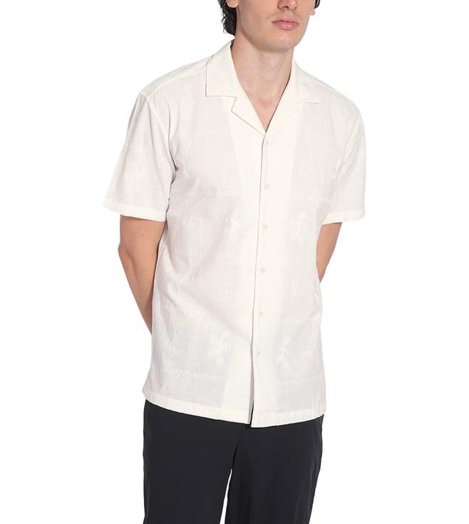 selected homme white embroidered regular fit shirt