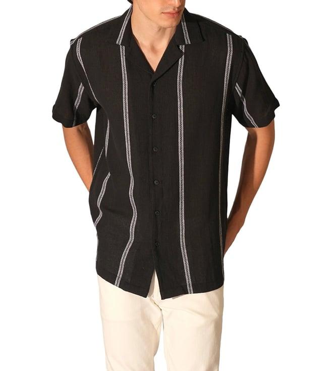 selected homme black striped regular fit shirt