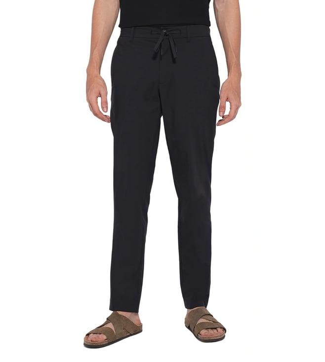 selected homme black regular fit drawstring trousers