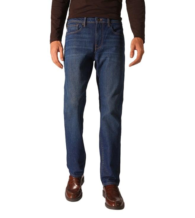 selected homme straight blue mid rise jeans