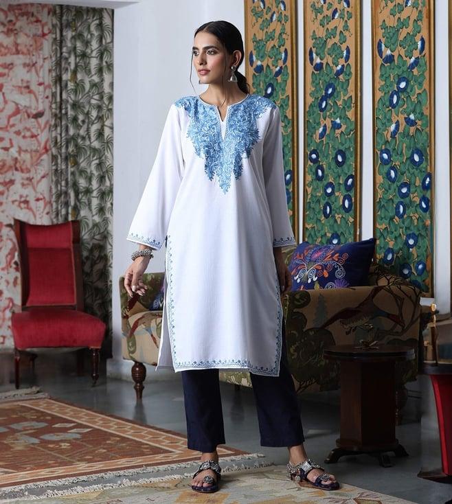 house of chikankari white embroidered kurta