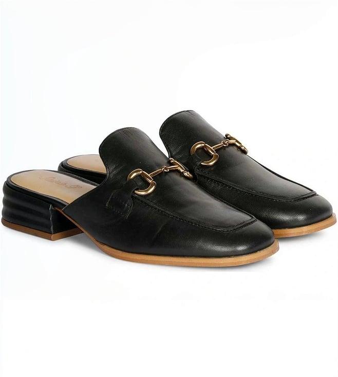 saint g black leather mules