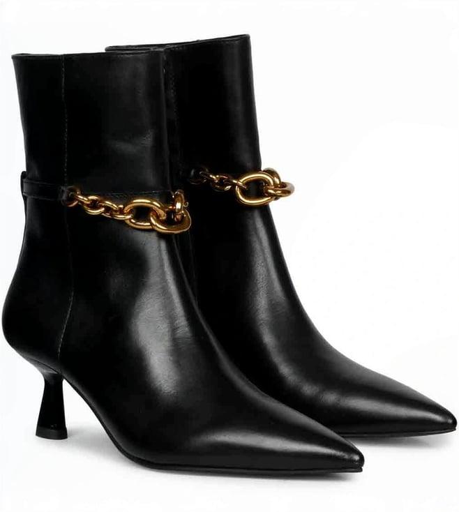 saint g chain embellished black leather ankle boots