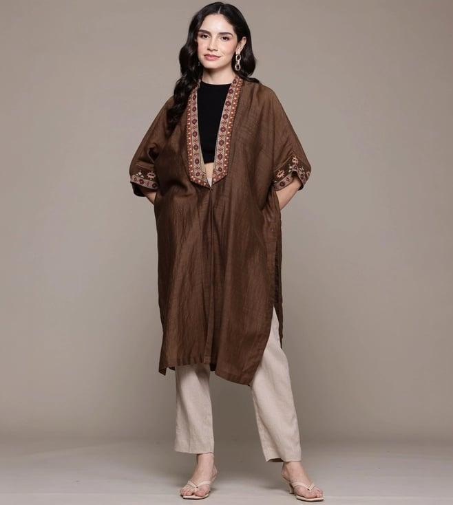 ritu kumar brown essential kyesha shrug