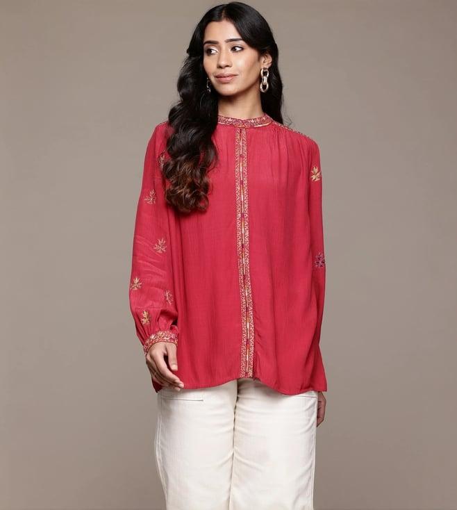 ritu kumar red sophie solid shirt