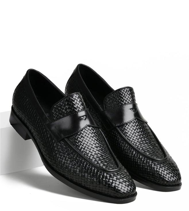 luxoro formello men's aiden black weaved slip on loafers