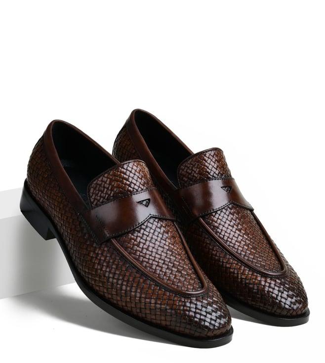 luxoro formello men's aiden brown weaved slip on loafers