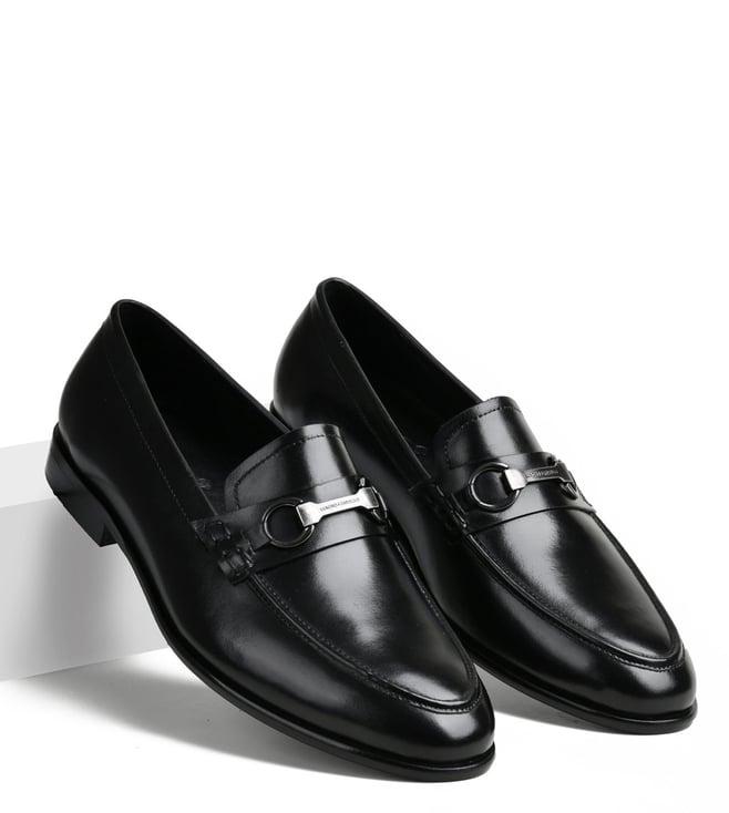 luxoro formello men's caiser penny trim black loafers