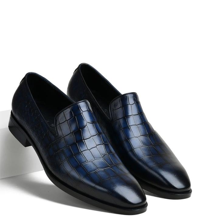 luxoro formello men's massimo croc blue loafers (animal attack)