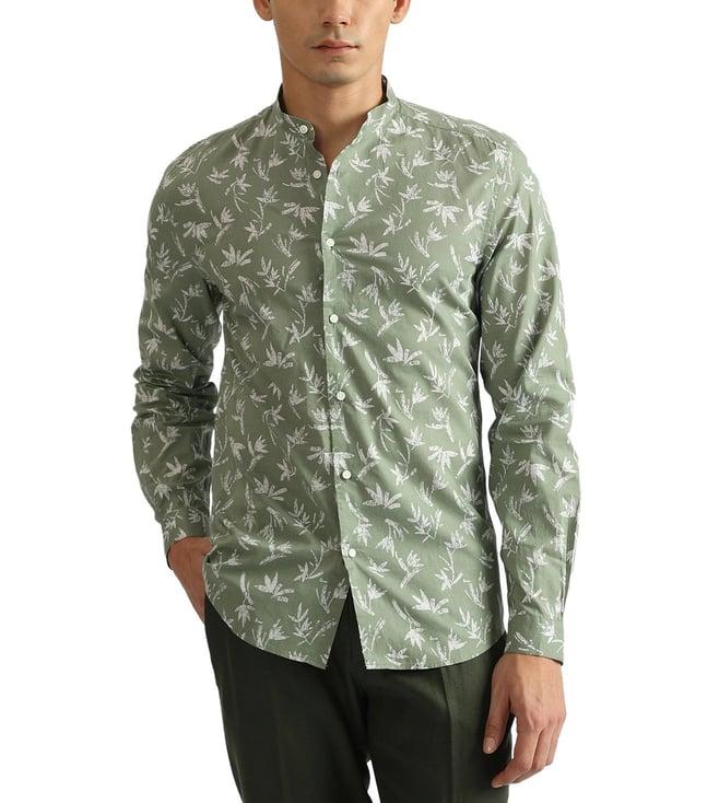 antony morato green printed slim fit shirt