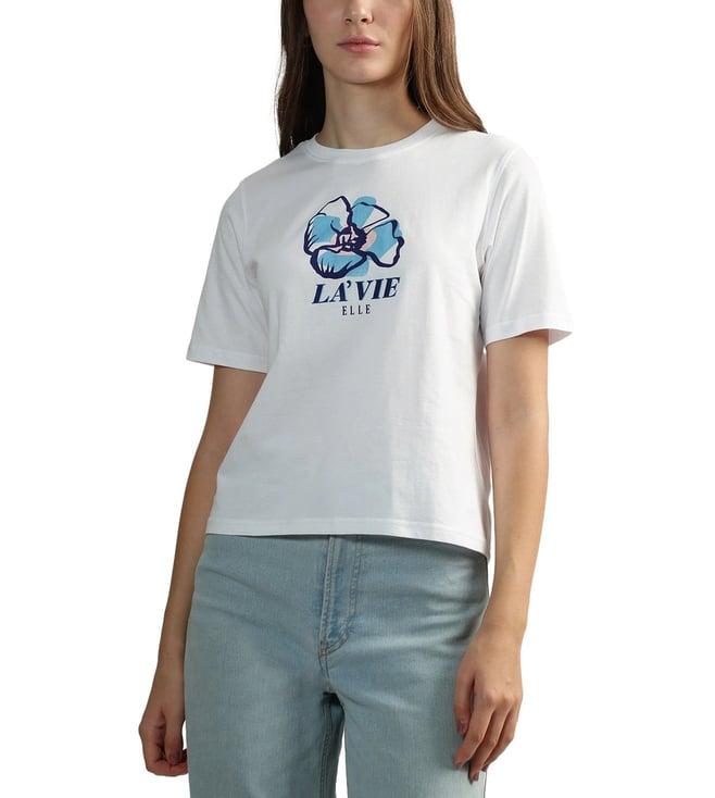 elle off white logo relaxed fit t-shirt