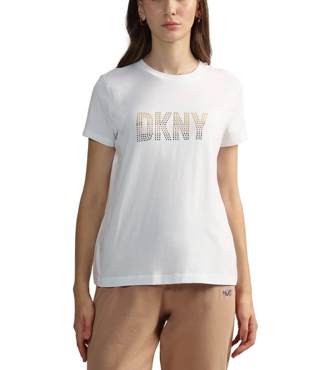 dkny white logo regular fit t-shirt