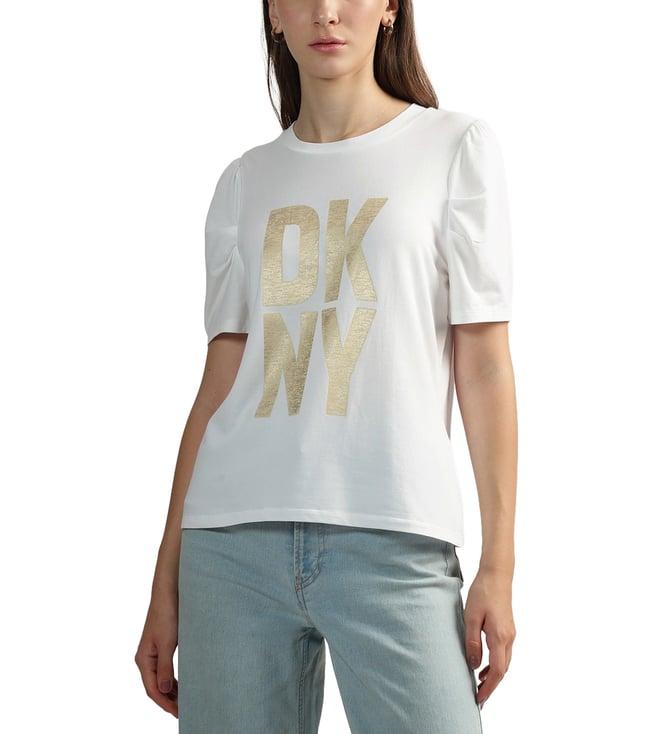 dkny white logo regular fit top