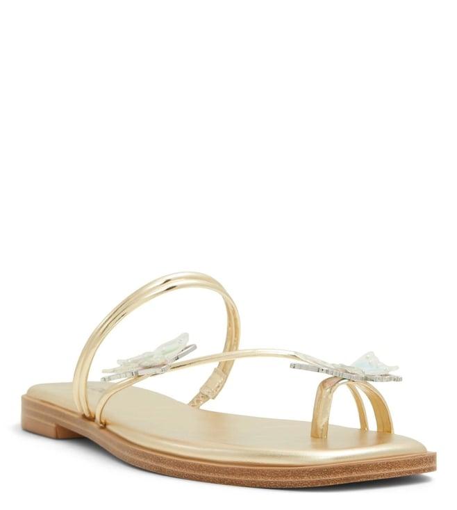 aldo women's glasswinga gold slide sandals