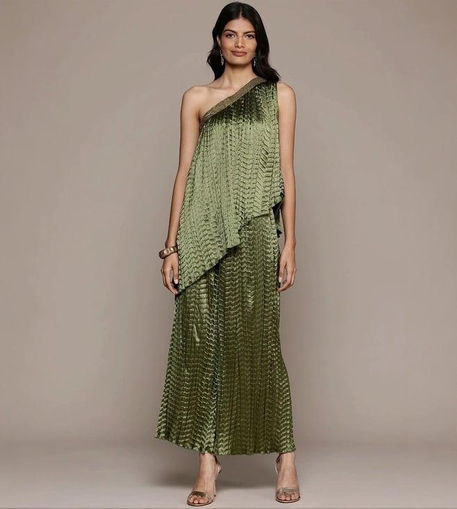 aarke ritu kumar green delphia solid top with palazzo co-ord set