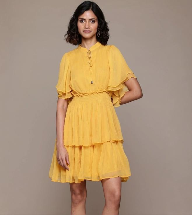 label ritu kumar yellow leena short dress