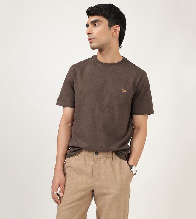 andamen signature brown regular solid t-shirt