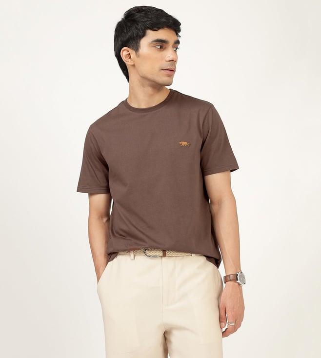 andamen signature brown regular solid t-shirt