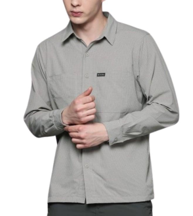 columbia mens grey black mesa lw long sleeve shirt