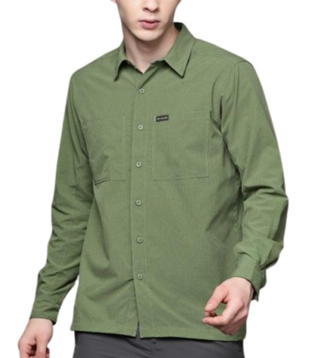 columbia mens green black mesa lw long sleeve shirt