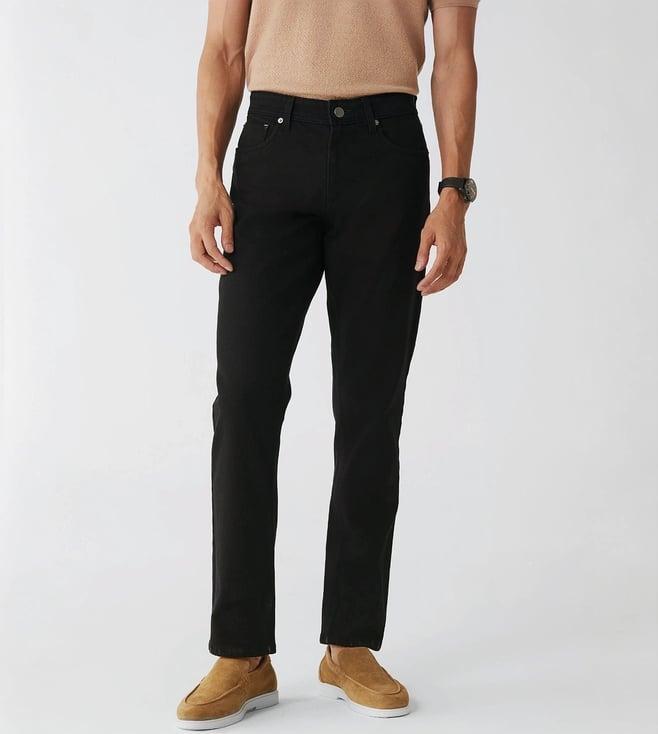 andamen casual men black woven slim jeans