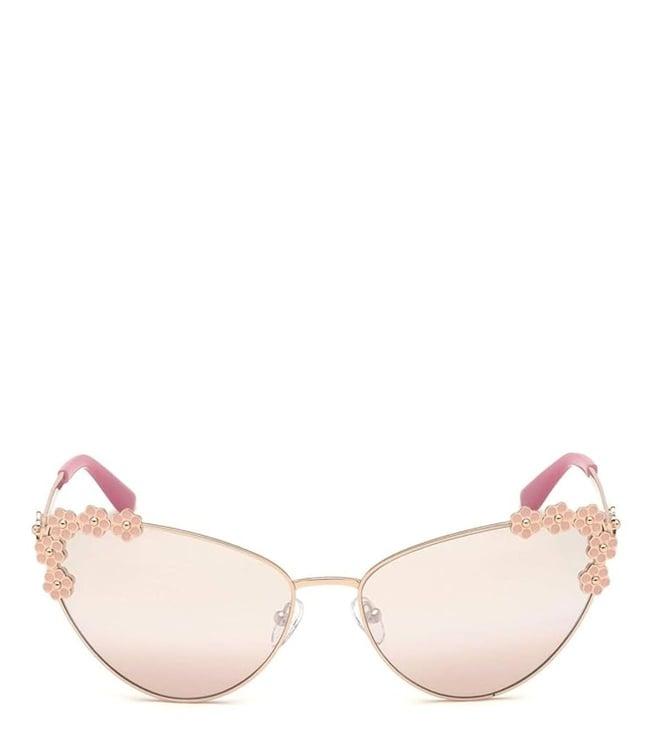 guess rose gold cat eye sunglasses for women gu7588 64 28u