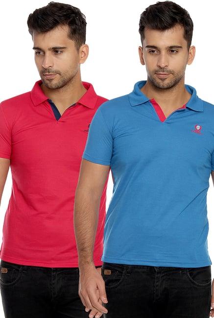 duke magenta & blue smart fit polo t-shirt(pack of 2)