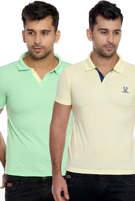 duke green & cream smart fit polo t-shirt(pack of 2)