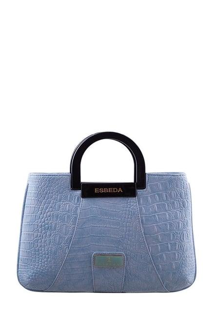 esbeda blue textured handbag