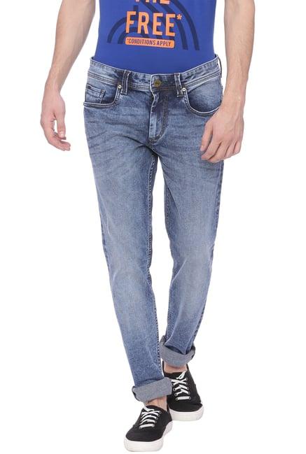 basics blue low rise lightly washed jeans