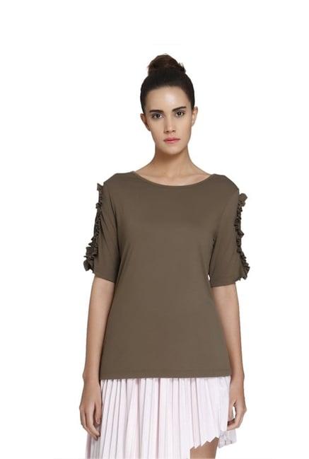 vero moda olive round neck top