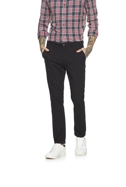 nuon by westside black skinny fit cropped rocker chinos