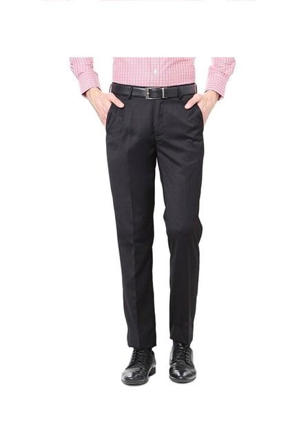 peter england black slim fit trousers