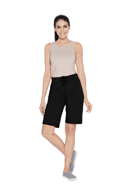 enamor jet black cotton shorts