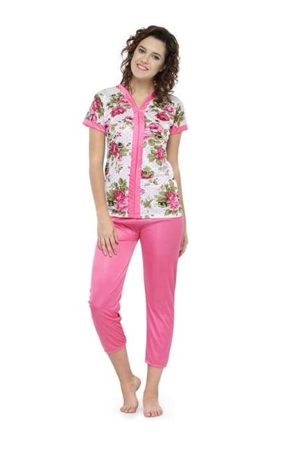 n-gal pink floral print top with capris