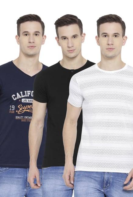 duke navy, black & white cotton t-shirt (pack of 3)