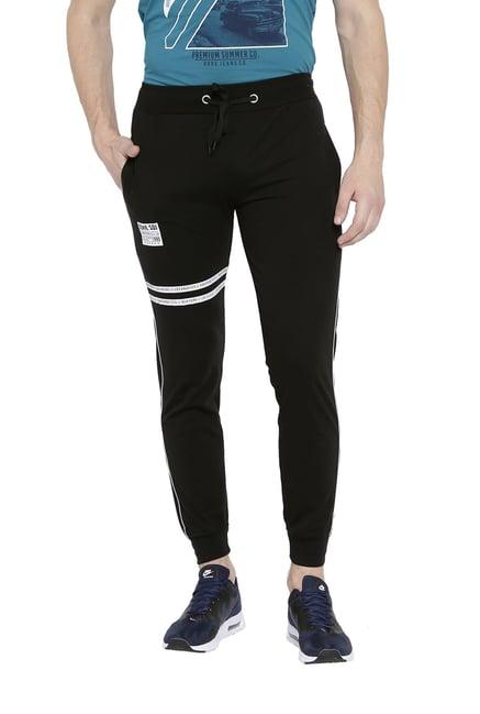 duke black slim fit mid rise joggers