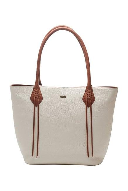 tohl kiffien ivory white solid leather tote