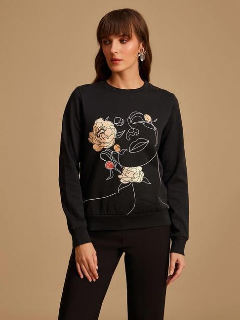 kazo dark grey floral print sweatshirt