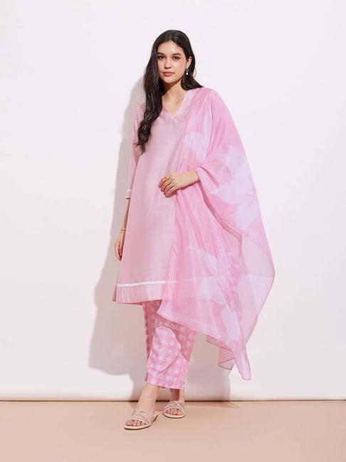 pink fort pink a line kurta