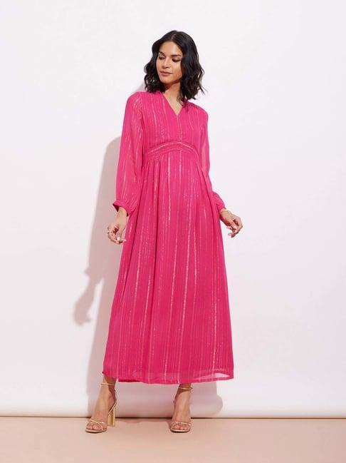 pink fort pink embellished maxi dress