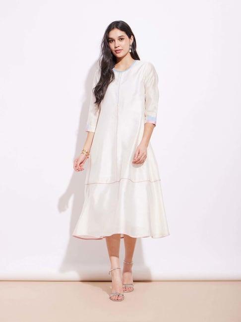 pink fort white cotton a-line dress