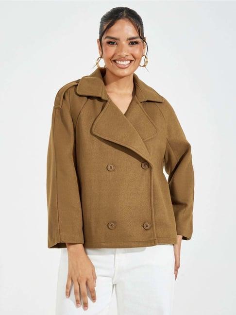 styli brown plain jacket