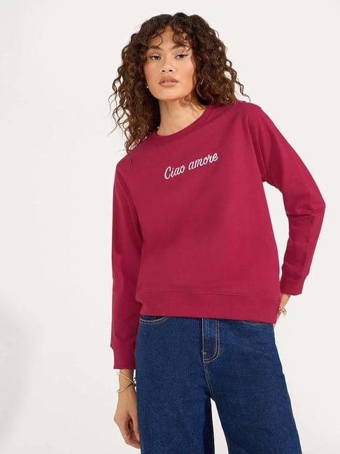 styli pink embroidered sweatshirt