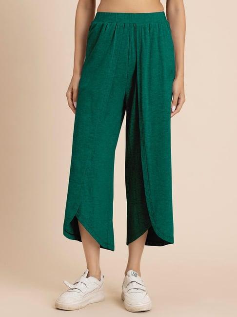 moomaya green relaxed fit high rise crop pants