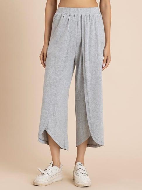 moomaya grey relaxed fit high rise crop pants