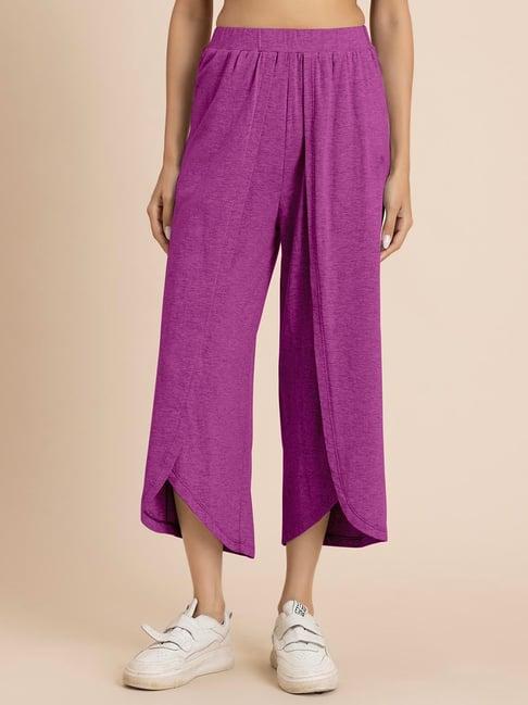 moomaya magenta relaxed fit high rise crop pants