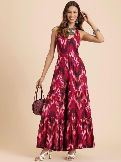 moomaya magenta printed jumpsuit