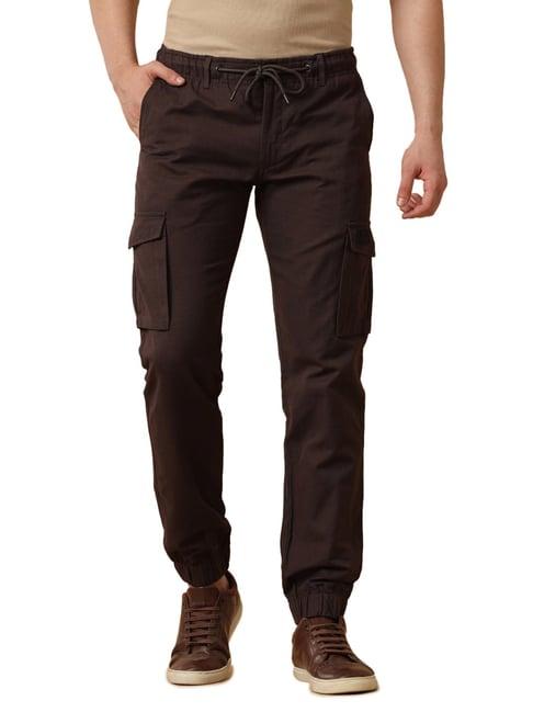 cavallo by linen club brown linen slim fit  trousers